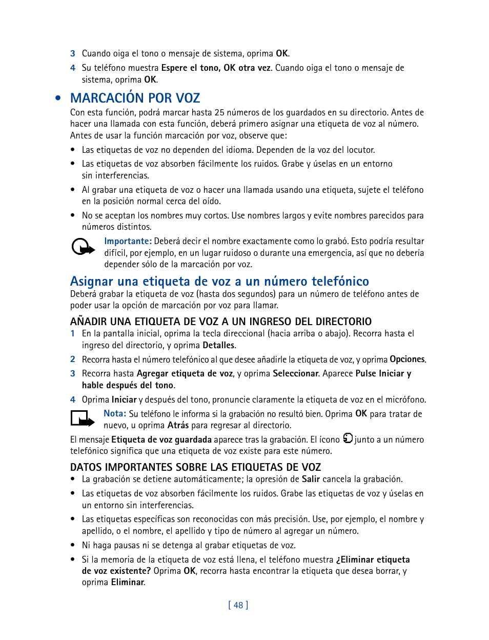 Marcación por voz, Asignar una etiqueta de voz a un número telefónico | Nokia 2270 User Manual | Page 153 / 201