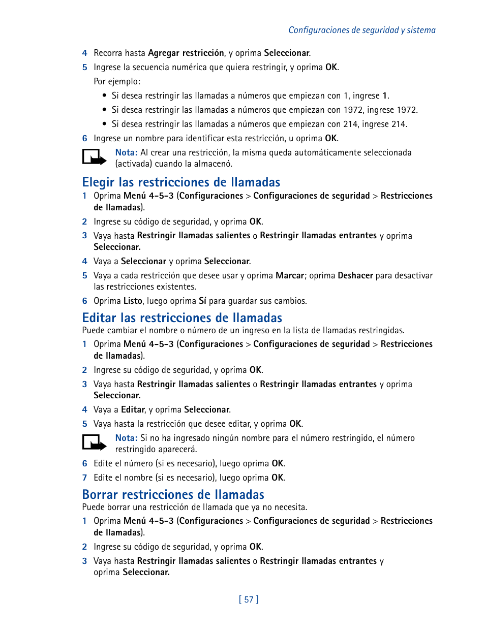 Elegir las restricciones de llamadas, Editar las restricciones de llamadas, Borrar restricciones de llamadas | Nokia 2270 User Manual | Page 162 / 201