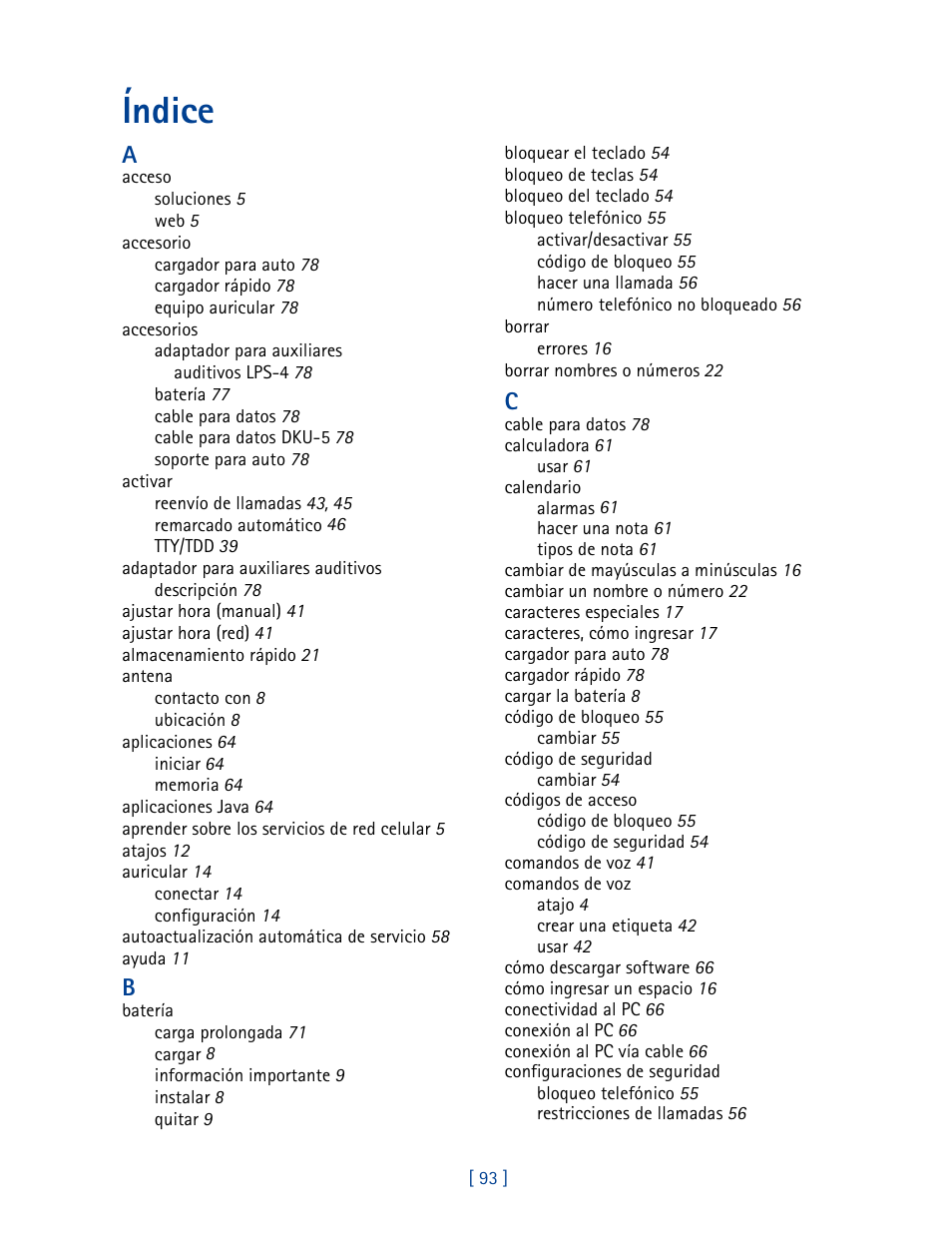 Índice | Nokia 2270 User Manual | Page 198 / 201