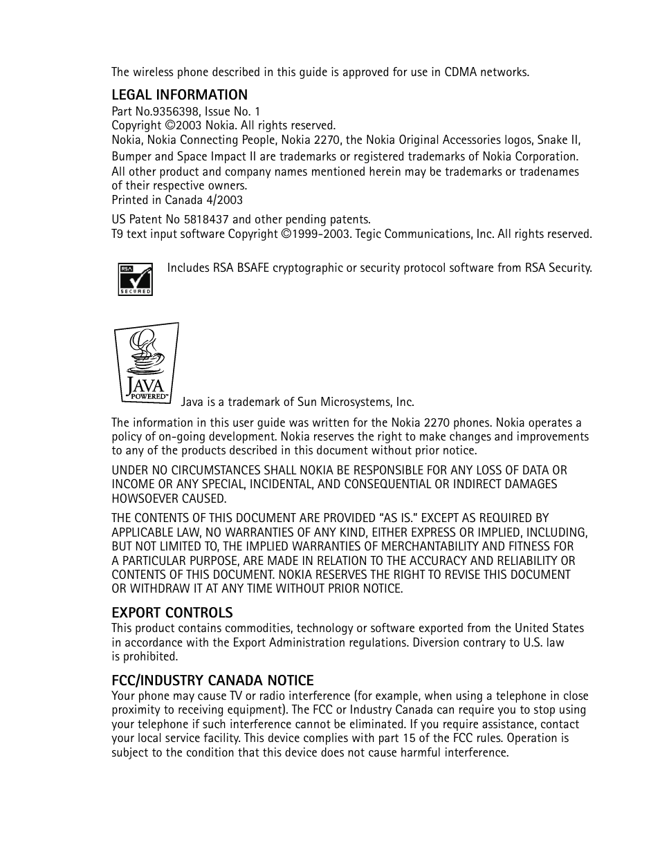 Nokia 2270 User Manual | Page 3 / 201