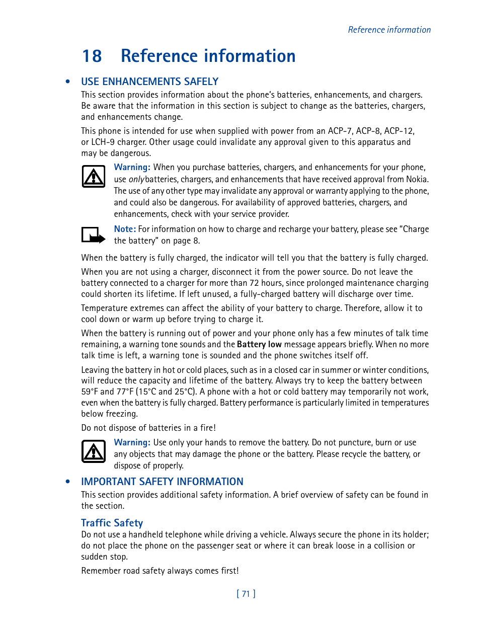 18 reference information | Nokia 2270 User Manual | Page 76 / 201