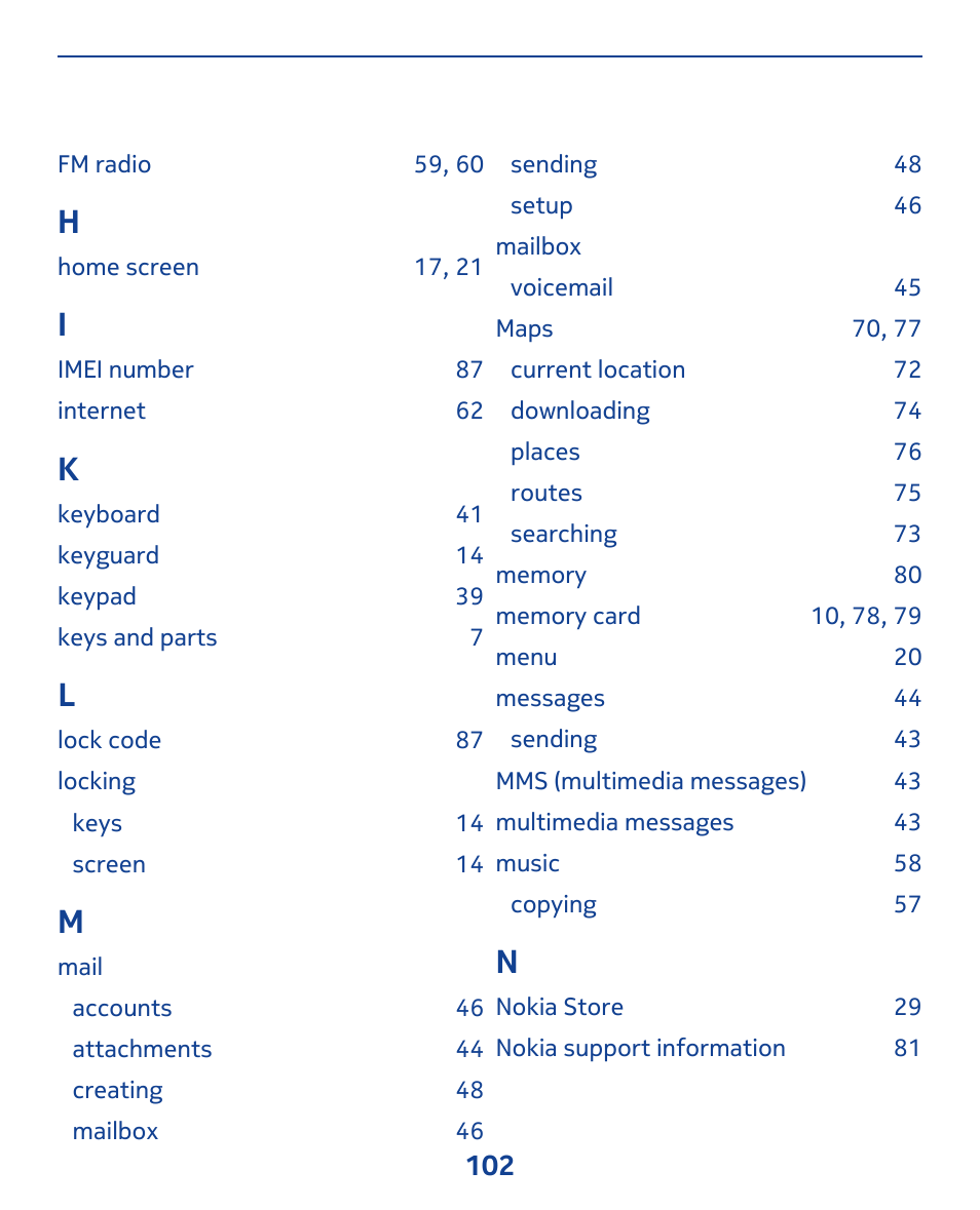 Nokia 309 User Manual | Page 102 / 104