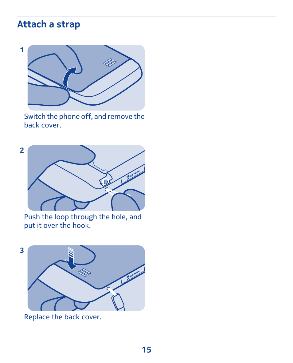 Attach a strap | Nokia 309 User Manual | Page 15 / 104