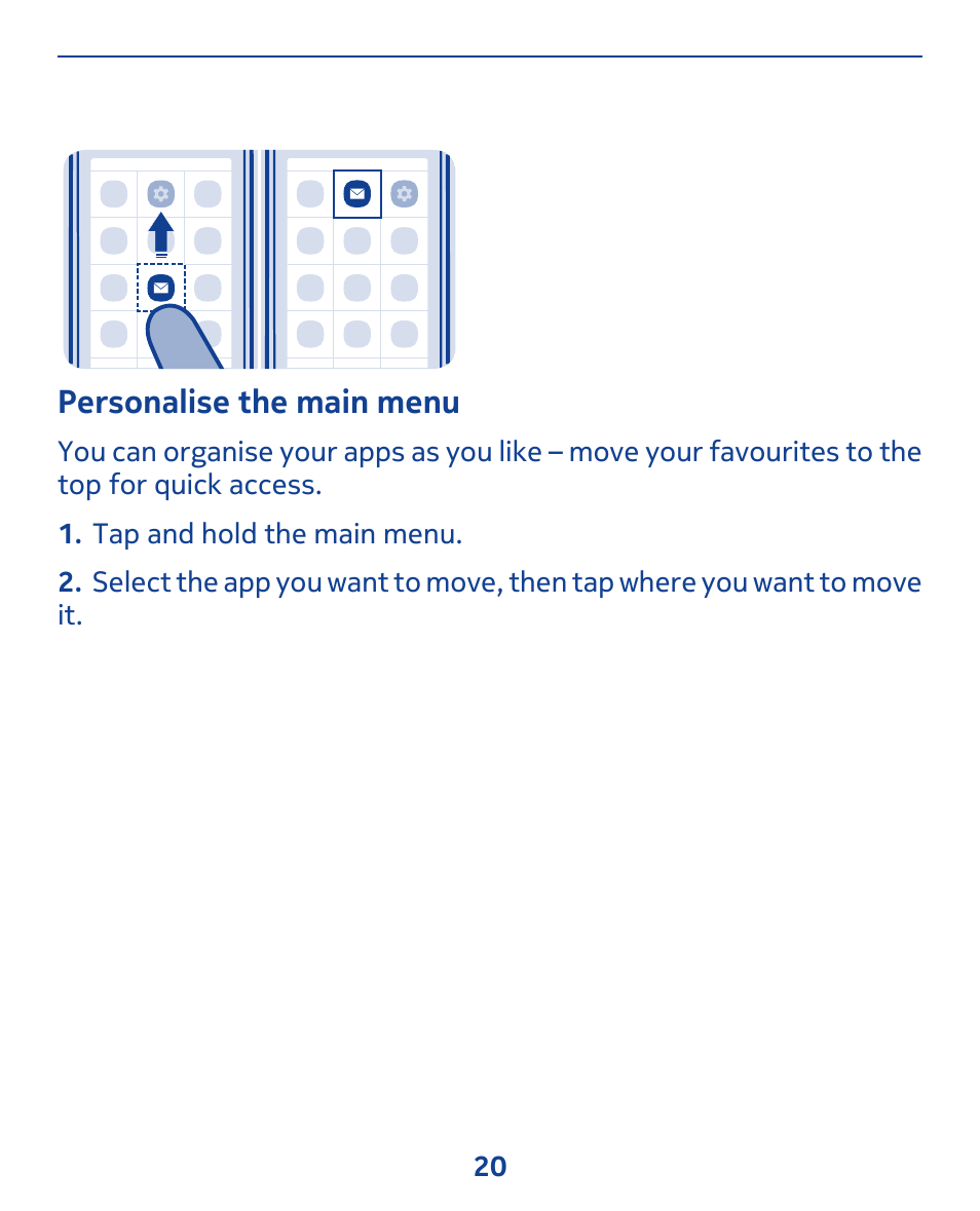 Personalise the main menu | Nokia 309 User Manual | Page 20 / 104