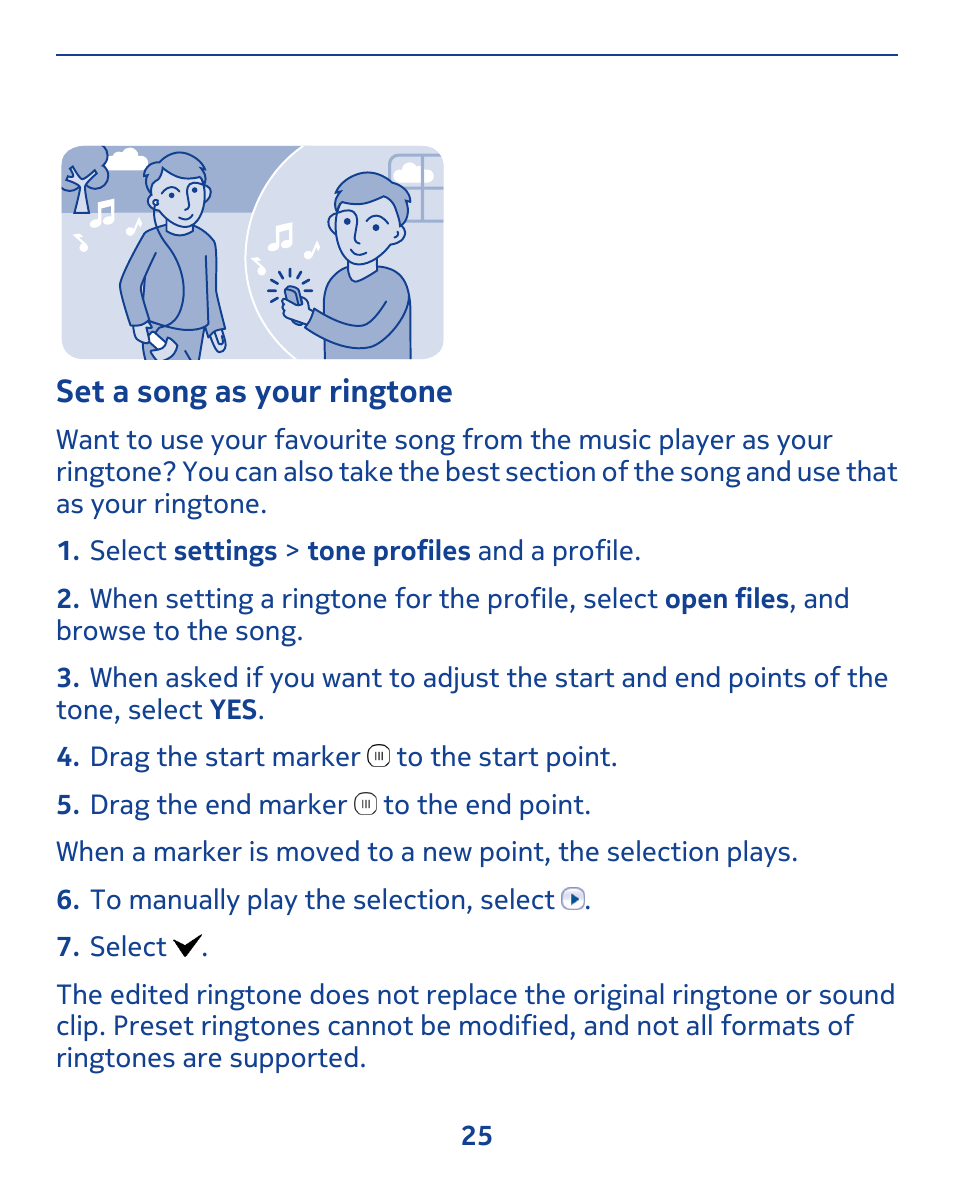 Set a song as your ringtone | Nokia 309 User Manual | Page 25 / 104