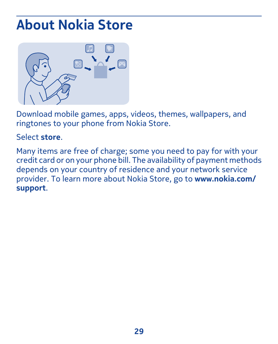 About nokia store | Nokia 309 User Manual | Page 29 / 104