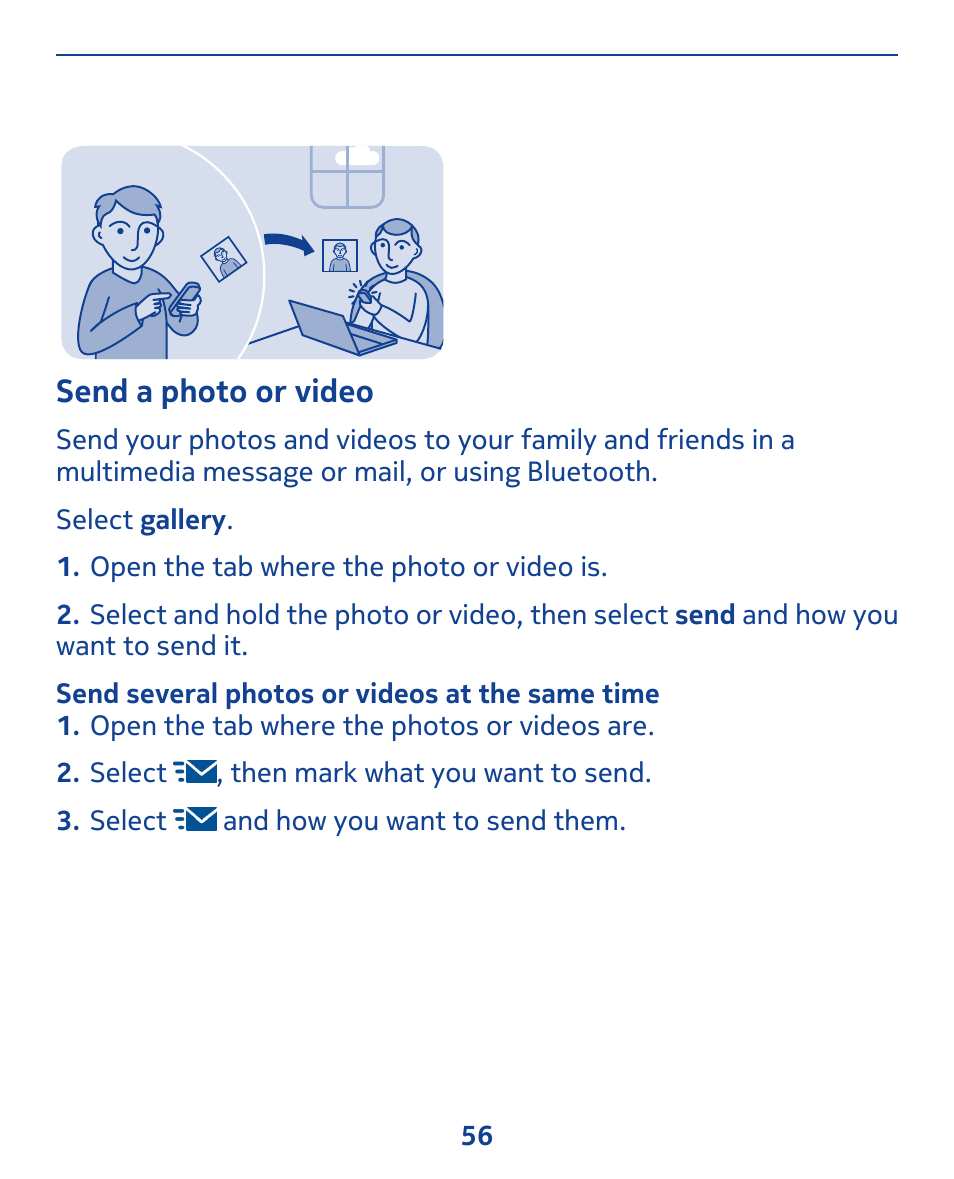 Send a photo or video | Nokia 309 User Manual | Page 56 / 104