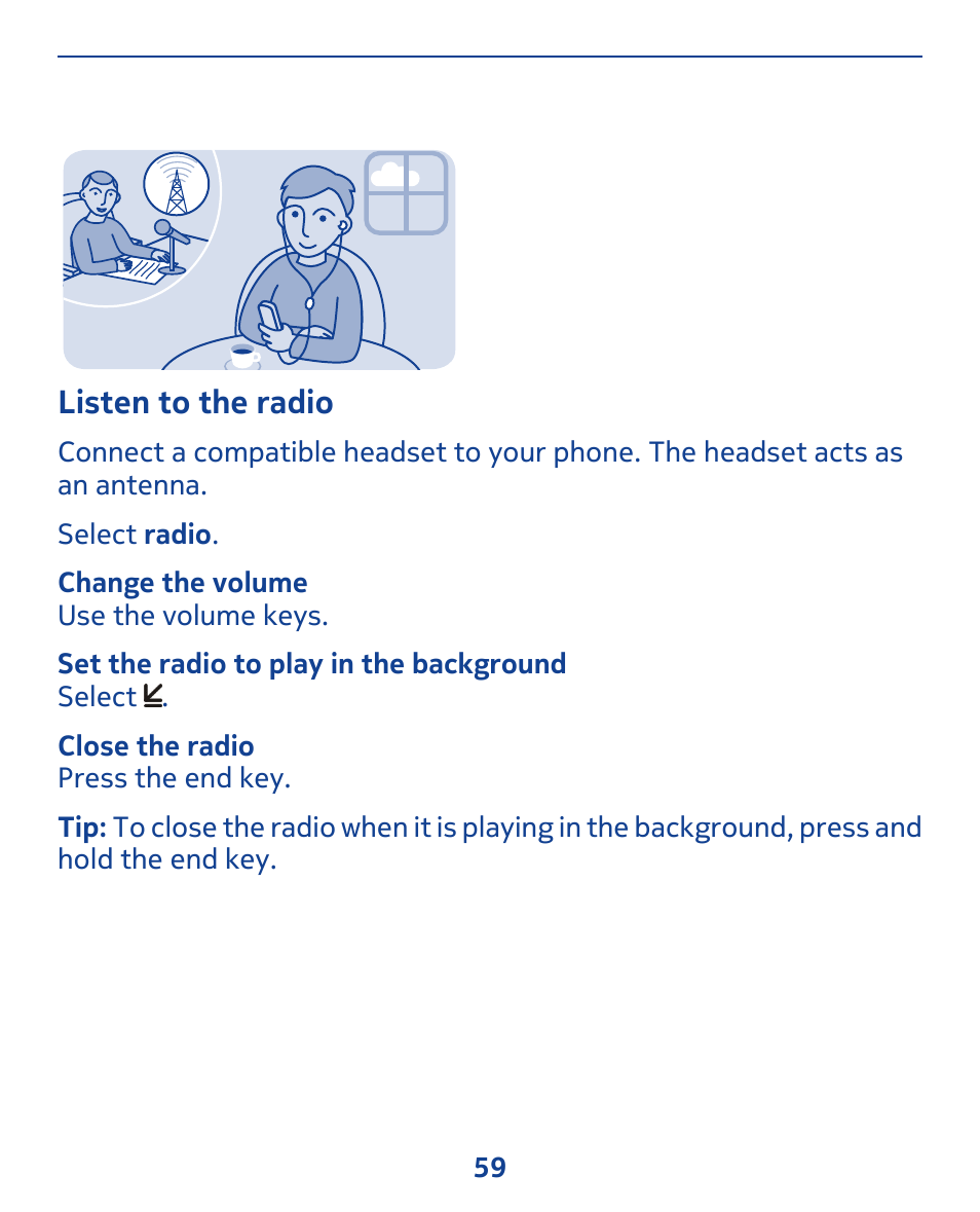 Listen to the radio | Nokia 309 User Manual | Page 59 / 104