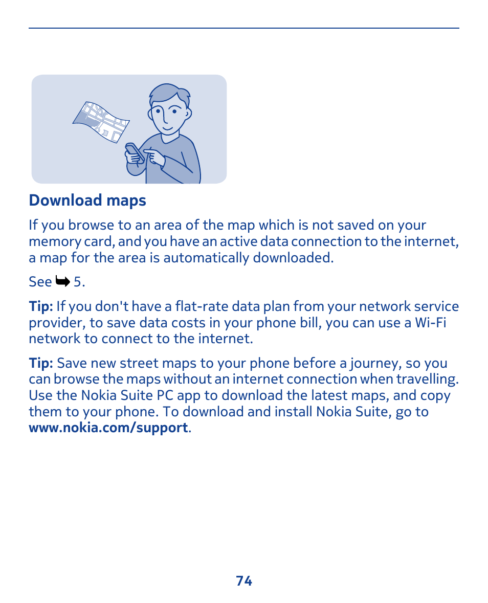 Download maps | Nokia 309 User Manual | Page 74 / 104