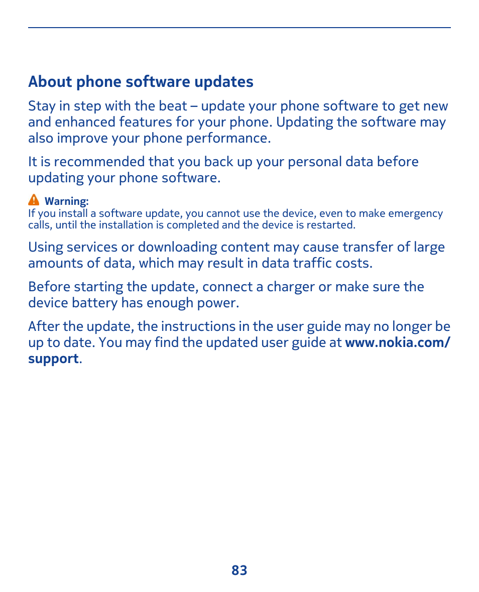 About phone software updates | Nokia 309 User Manual | Page 83 / 104