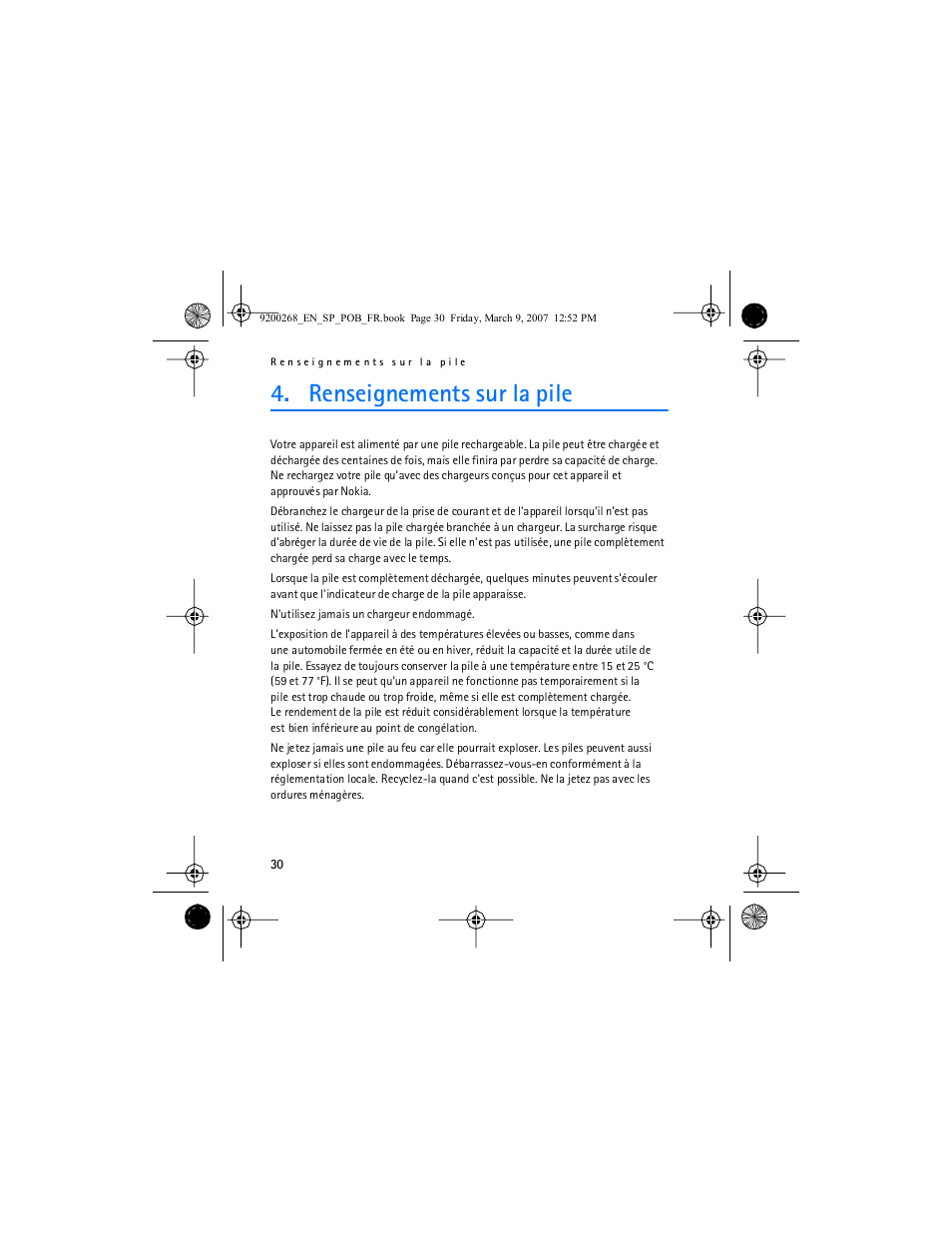 Renseignements sur la pile | Nokia Auto Navigation 330 User Manual | Page 118 / 120
