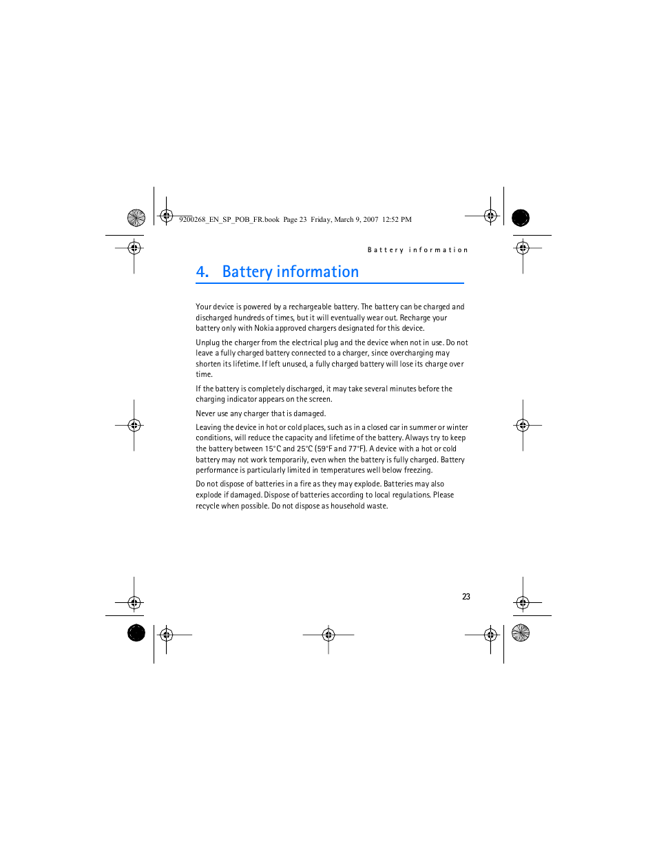 Battery information | Nokia Auto Navigation 330 User Manual | Page 23 / 120
