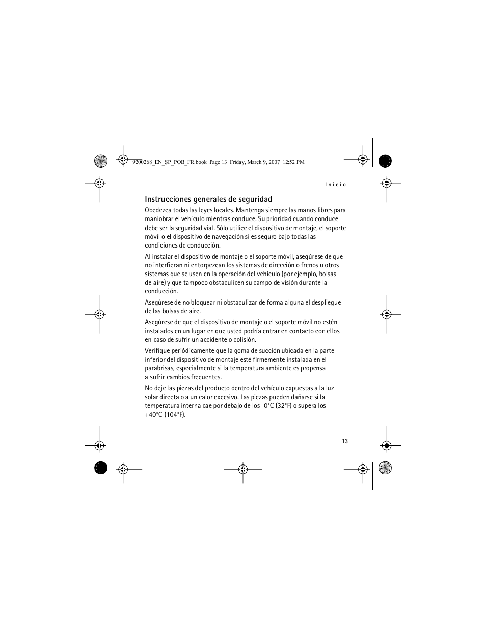 Instrucciones generales de seguridad | Nokia Auto Navigation 330 User Manual | Page 37 / 120