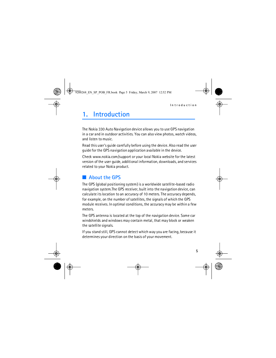Introduction, About the gps | Nokia Auto Navigation 330 User Manual | Page 5 / 120