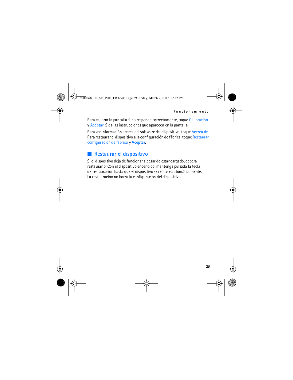 Restaurar el dispositivo | Nokia Auto Navigation 330 User Manual | Page 53 / 120