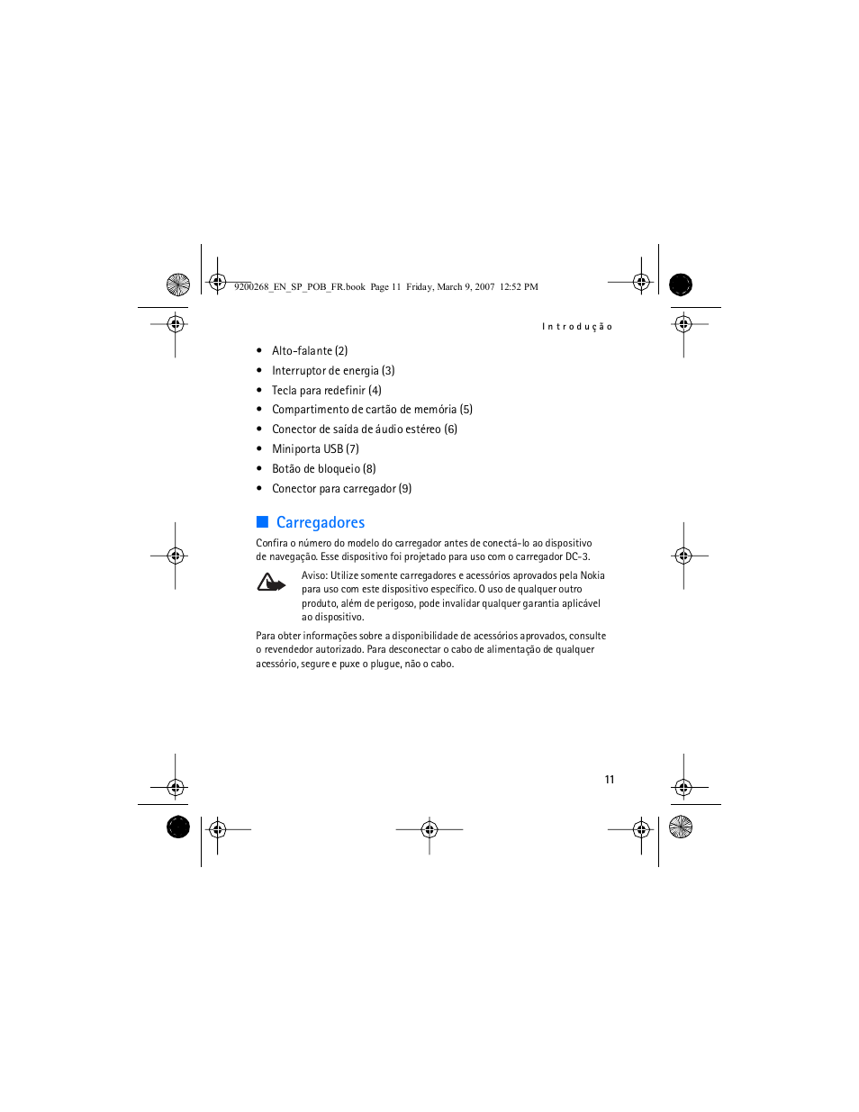 Carregadores | Nokia Auto Navigation 330 User Manual | Page 67 / 120