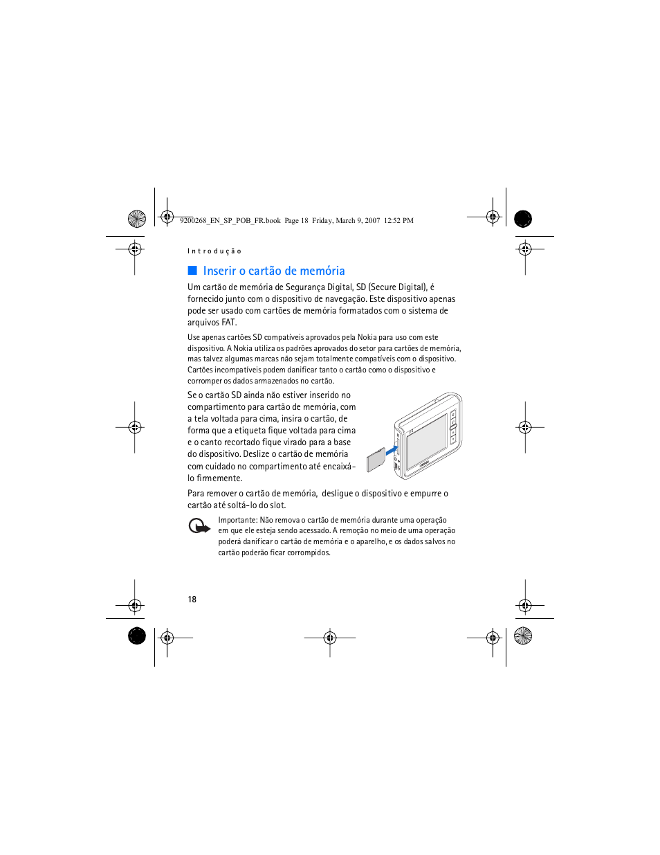 Inserir o cartão de memória | Nokia Auto Navigation 330 User Manual | Page 74 / 120