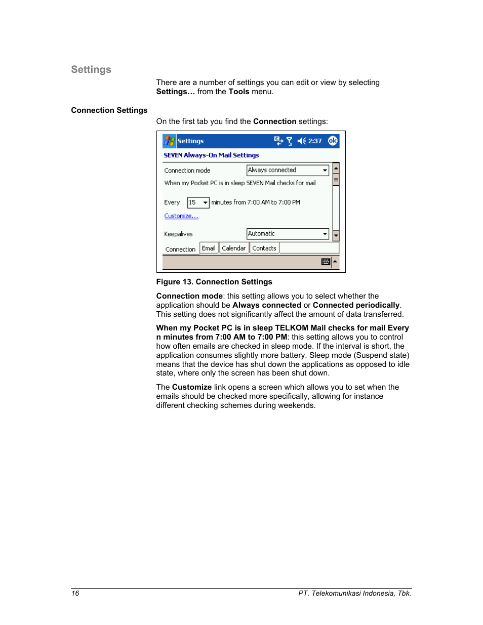 Settings, Connection settings | Nokia Windows Mobile Pocket PC User Manual | Page 16 / 31