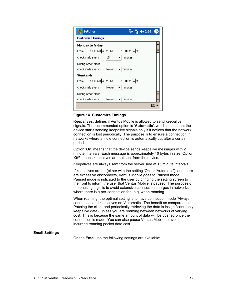 Email settings | Nokia Windows Mobile Pocket PC User Manual | Page 17 / 31