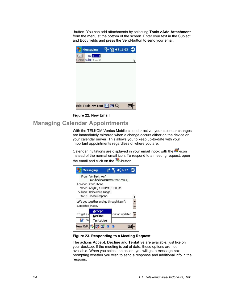 Managing calendar appointments | Nokia Windows Mobile Pocket PC User Manual | Page 24 / 31