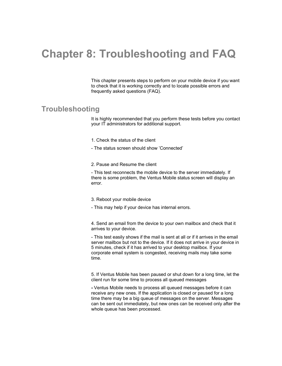 Chapter 8: troubleshooting and faq, Troubleshooting | Nokia Windows Mobile Pocket PC User Manual | Page 29 / 31