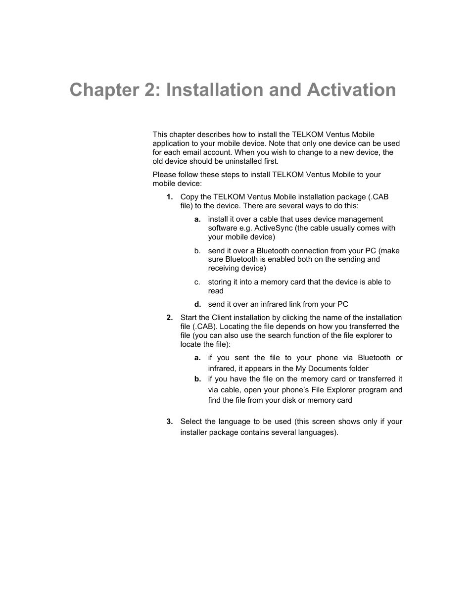 Chapter 2: installation and activation | Nokia Windows Mobile Pocket PC User Manual | Page 9 / 31