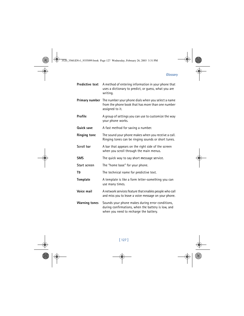 Nokia 3520 User Manual | Page 137 / 184