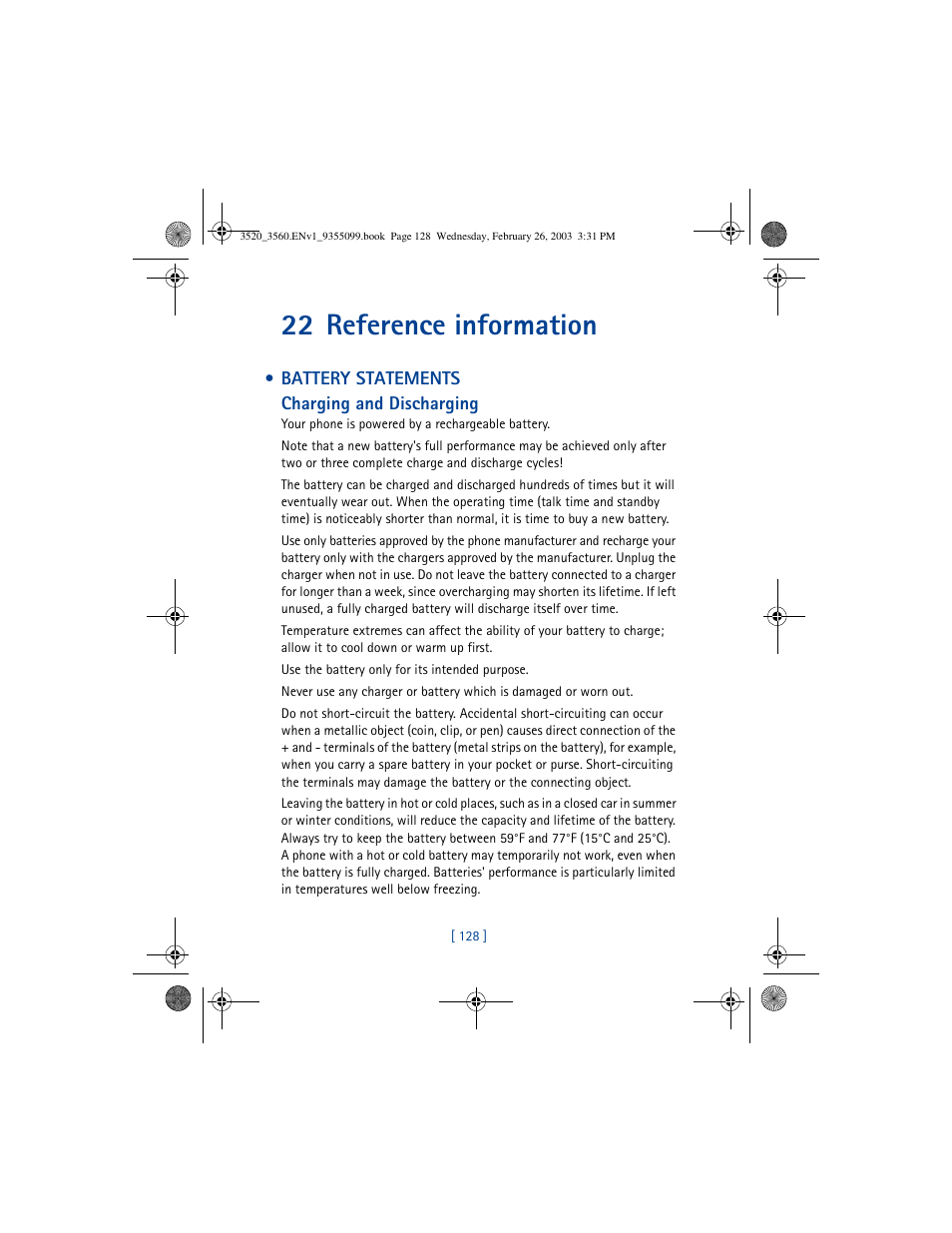 22 reference information | Nokia 3520 User Manual | Page 138 / 184