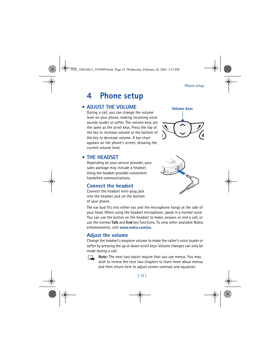 4phone setup | Nokia 3520 User Manual | Page 25 / 184