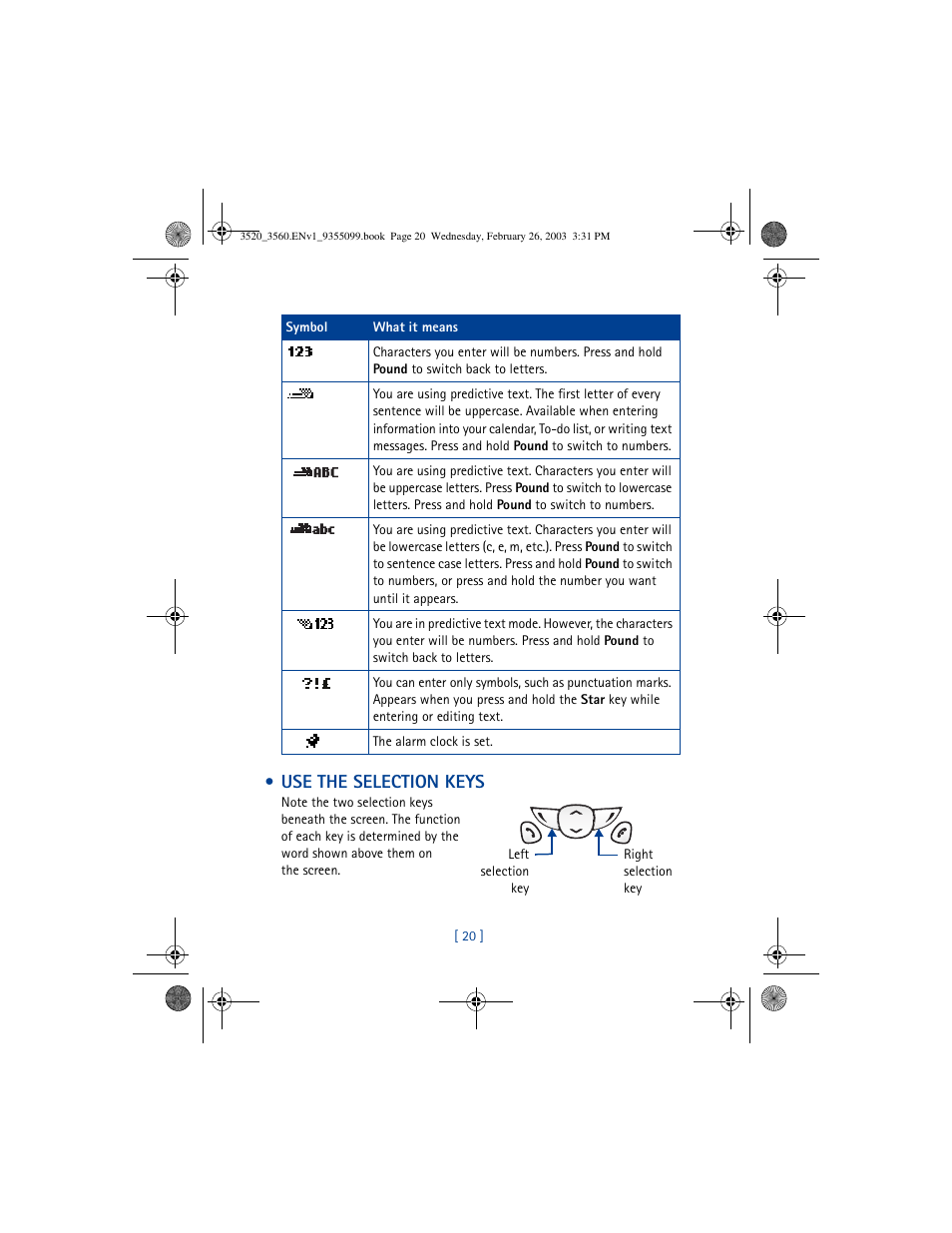 Use the selection keys | Nokia 3520 User Manual | Page 30 / 184