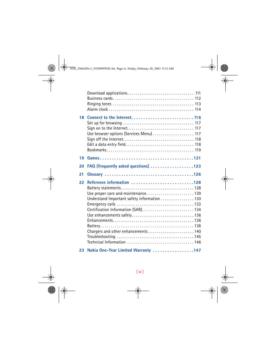 Nokia 3520 User Manual | Page 9 / 184