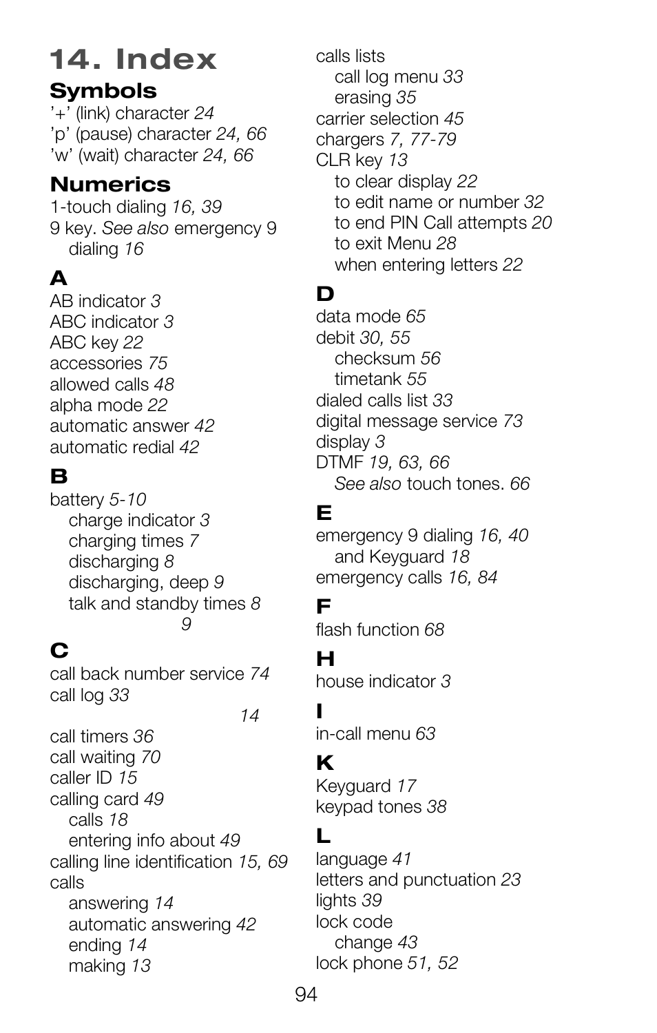 Index | Nokia 252C User Manual | Page 101 / 103