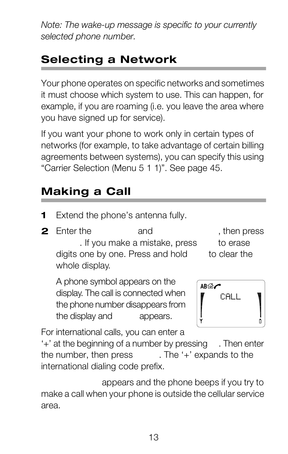 Selecting a network, Making a call | Nokia 252C User Manual | Page 20 / 103