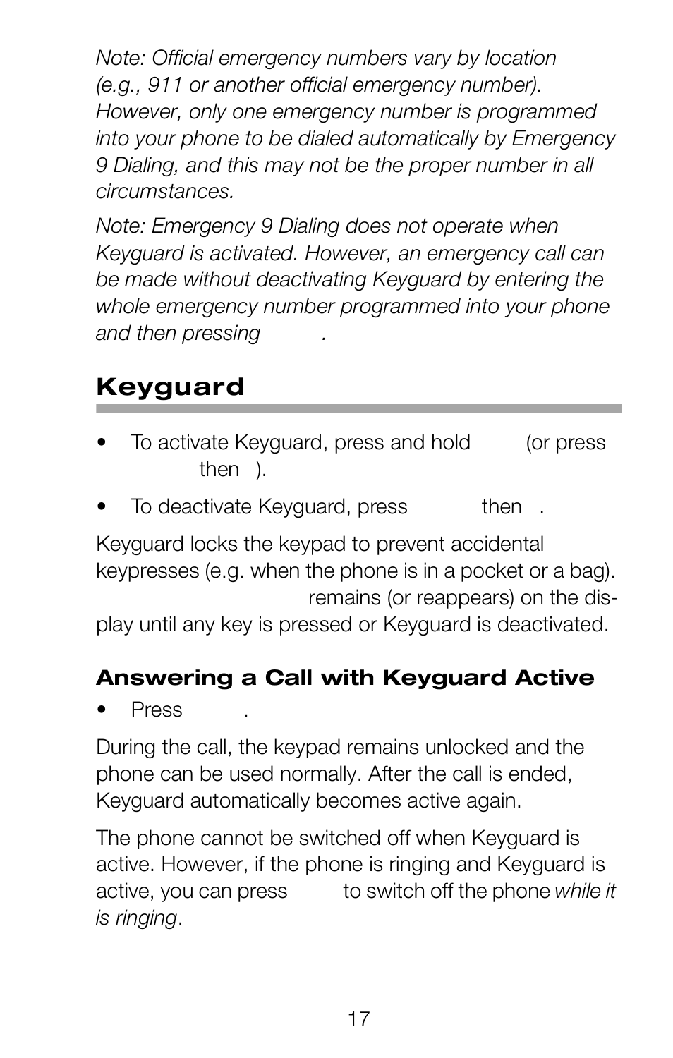Keyguard, Keyguard active | Nokia 252C User Manual | Page 24 / 103
