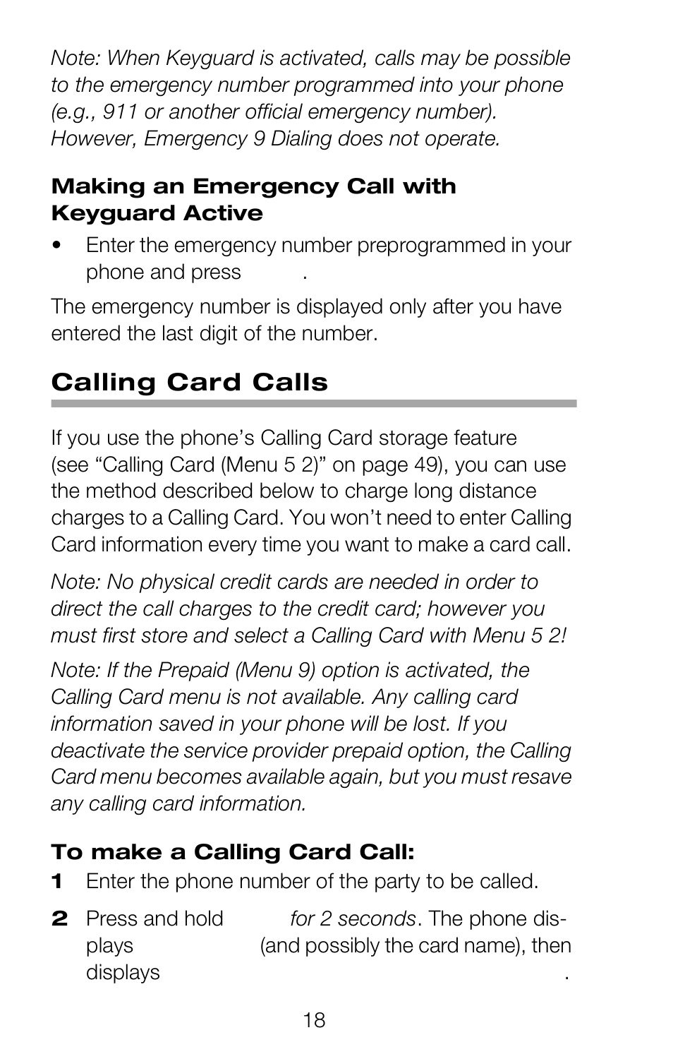 Calling card calls, Card call, Wait for tone, then press ‘ok | Nokia 252C User Manual | Page 25 / 103