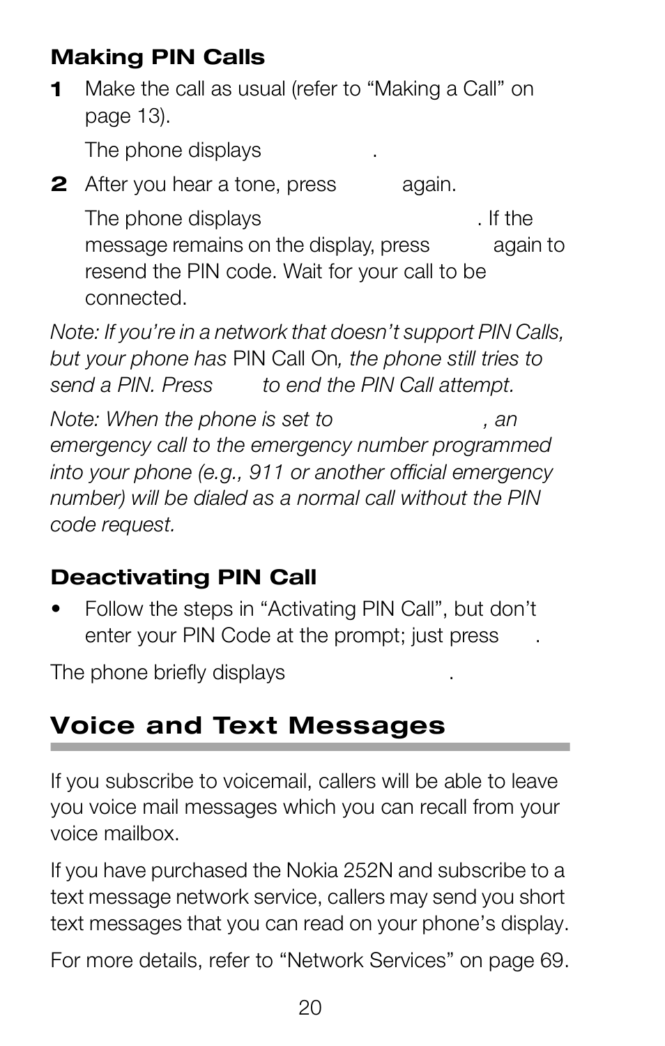 Voice and text messages | Nokia 252C User Manual | Page 27 / 103