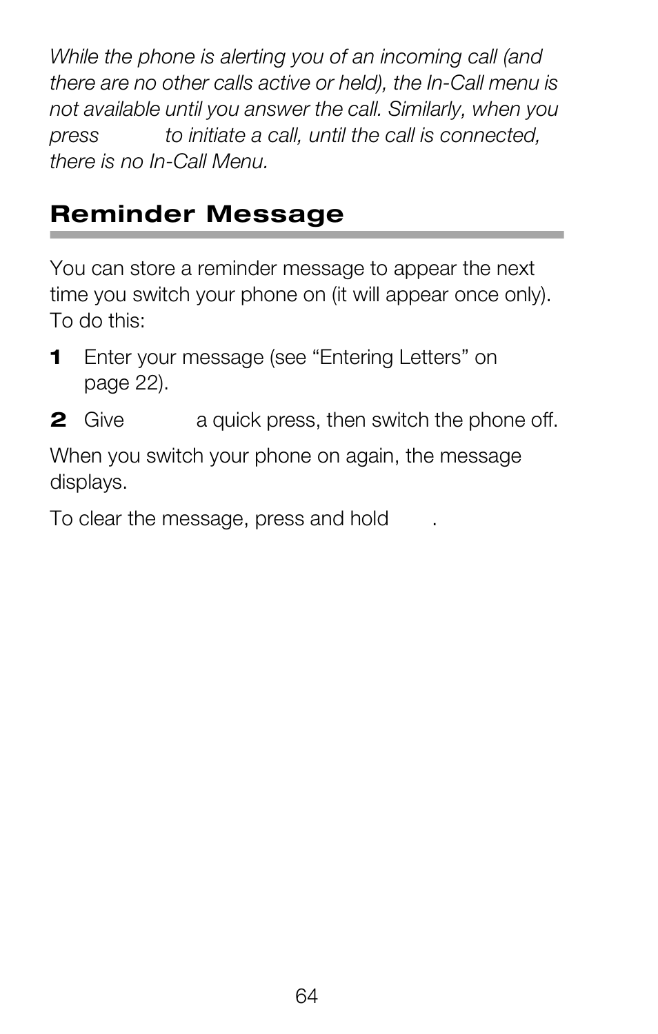 Reminder message | Nokia 252C User Manual | Page 71 / 103