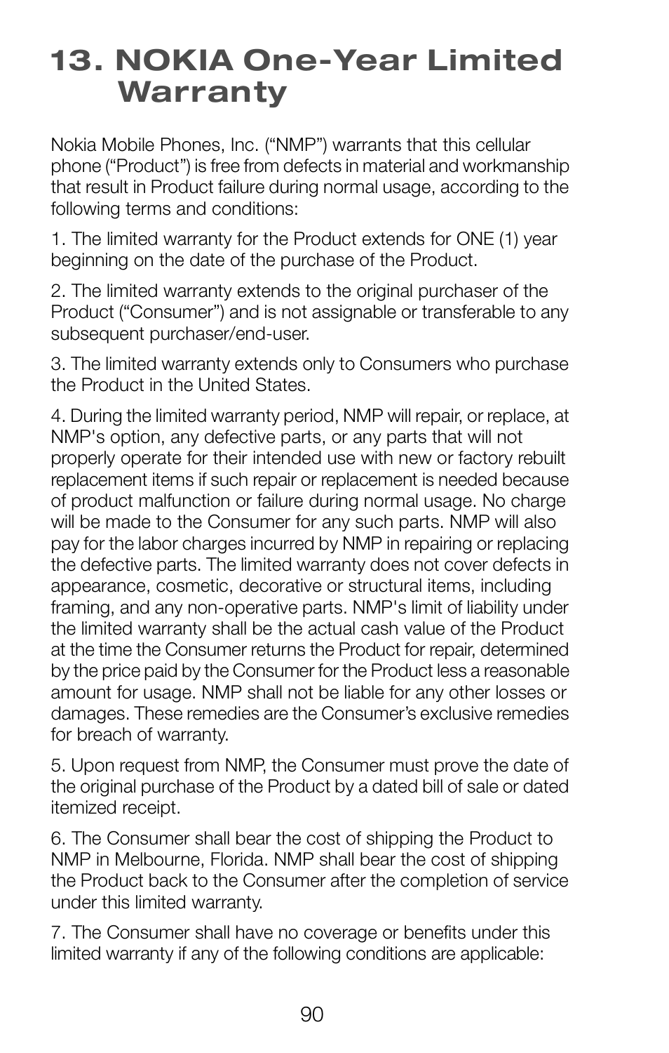 Nokia one-year limited warranty | Nokia 252C User Manual | Page 97 / 103