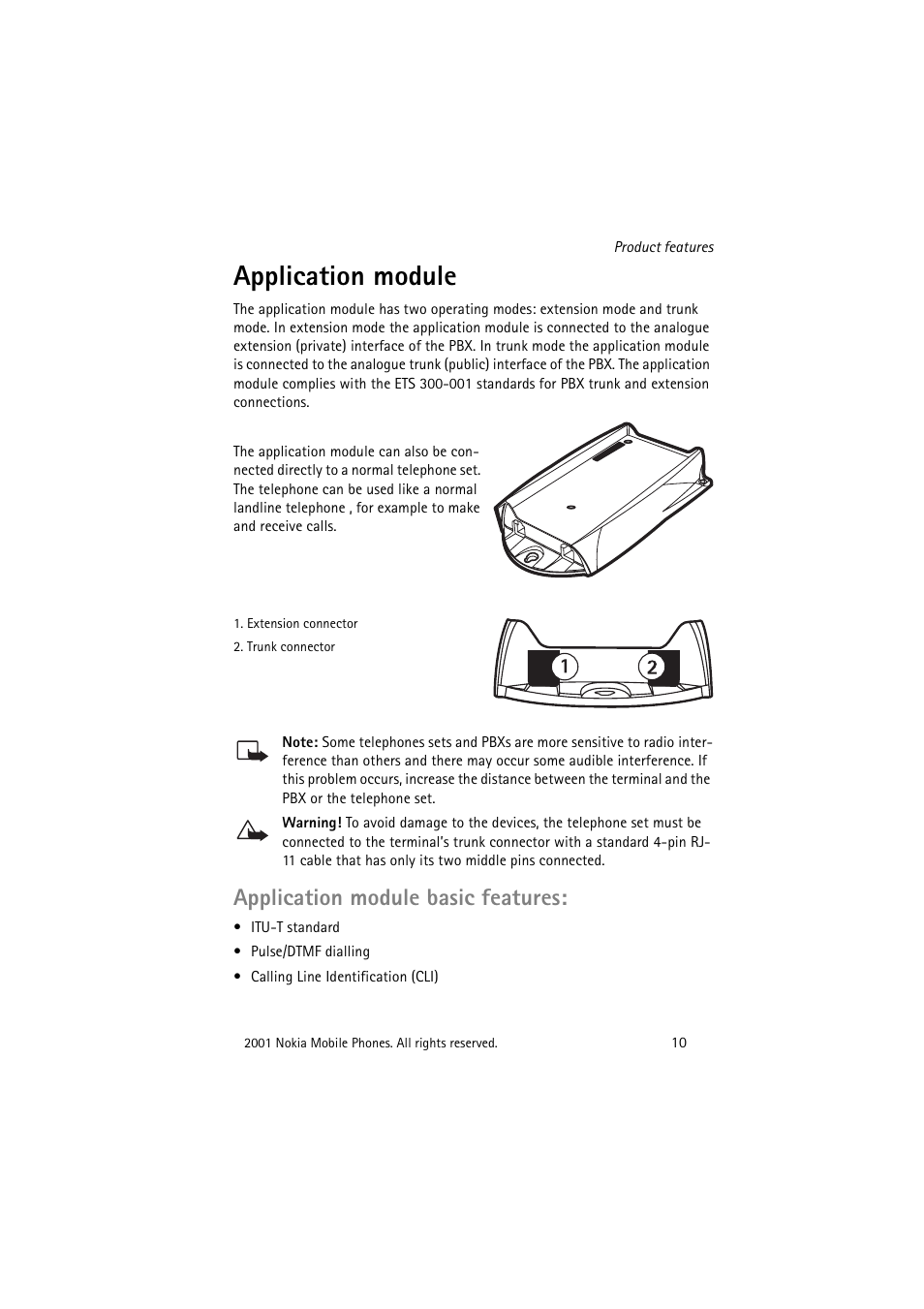 Application module, Application module basic features | Nokia 22 User Manual | Page 10 / 54