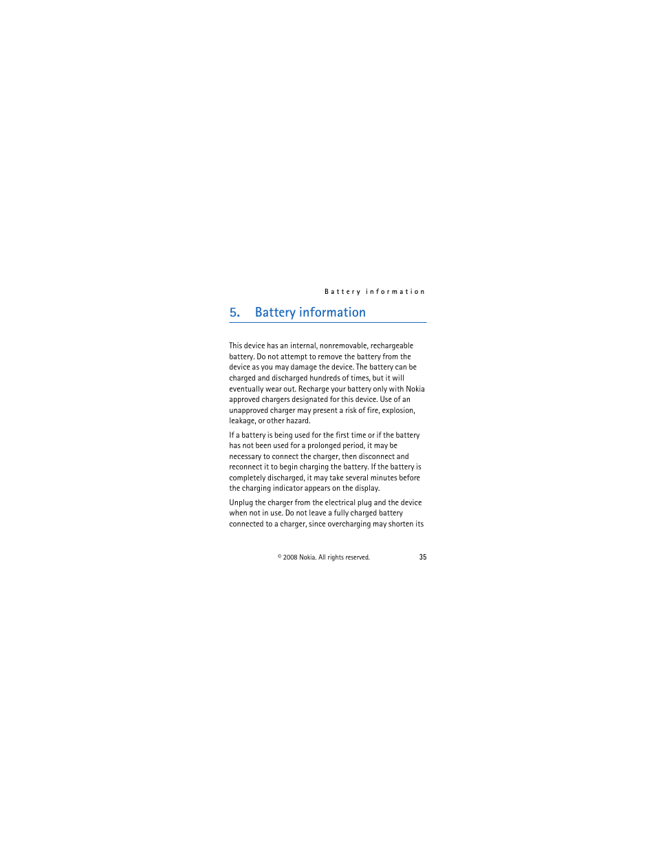 Battery information, Read, Battery | Information | Nokia BH-903 User Manual | Page 35 / 38