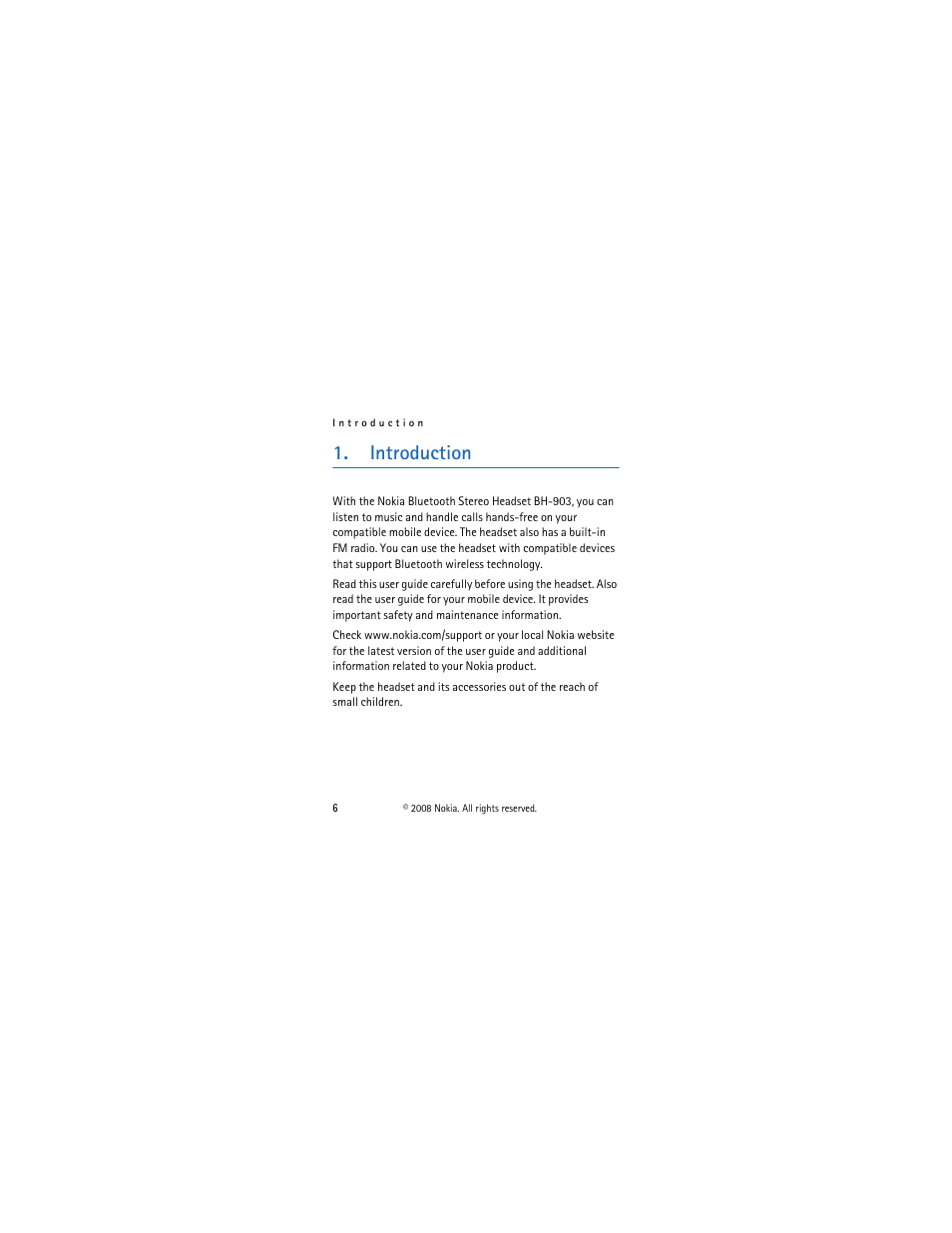 Introduction | Nokia BH-903 User Manual | Page 6 / 38