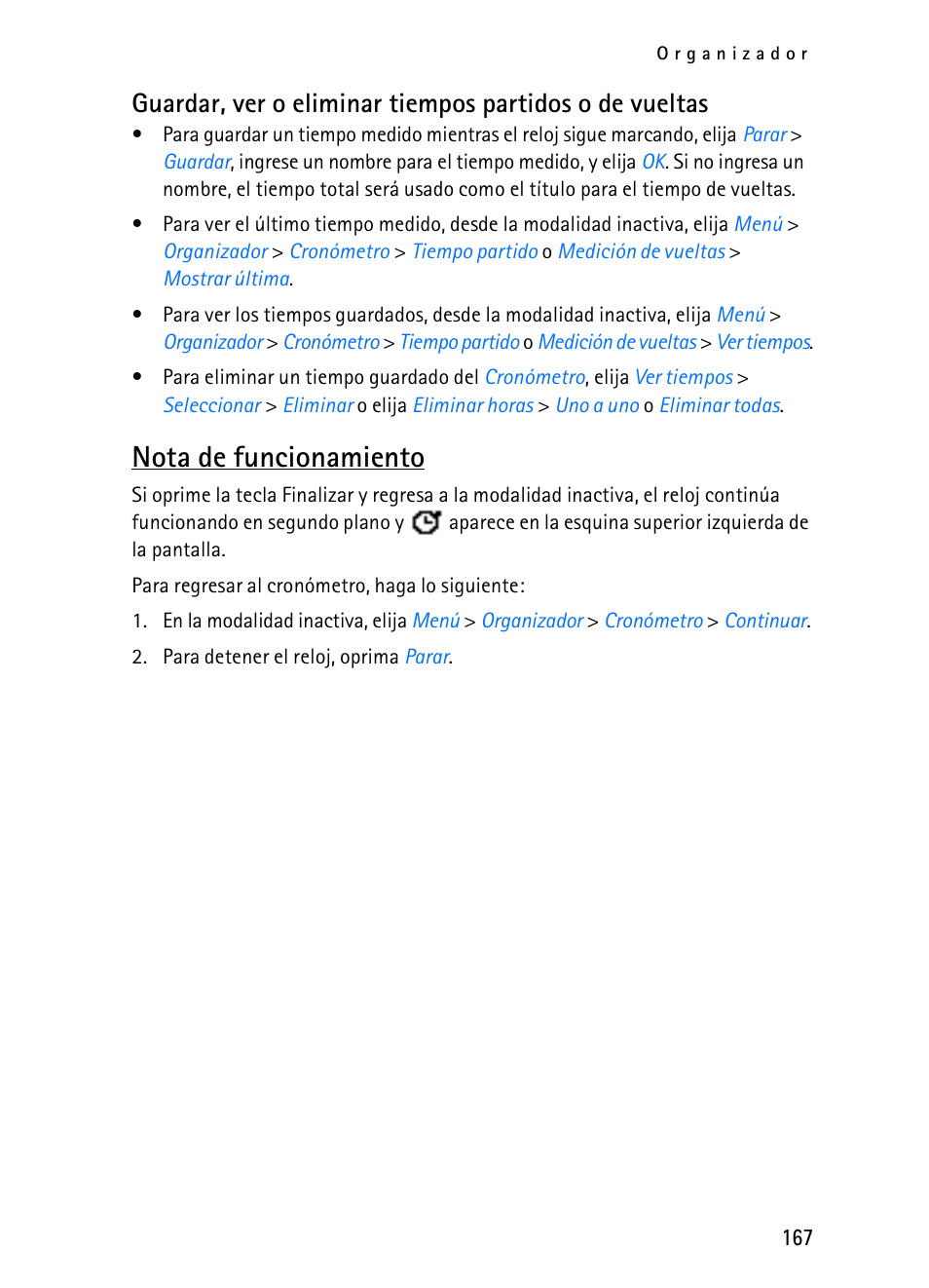 Nota de funcionamiento | Nokia 2116i User Manual | Page 168 / 201
