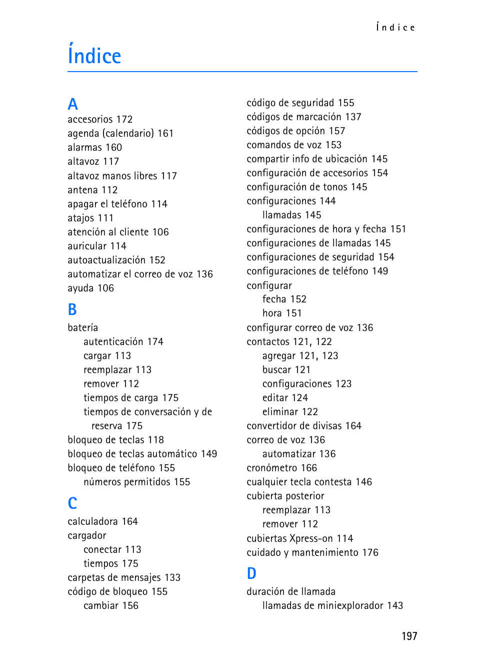 Índice | Nokia 2116i User Manual | Page 198 / 201