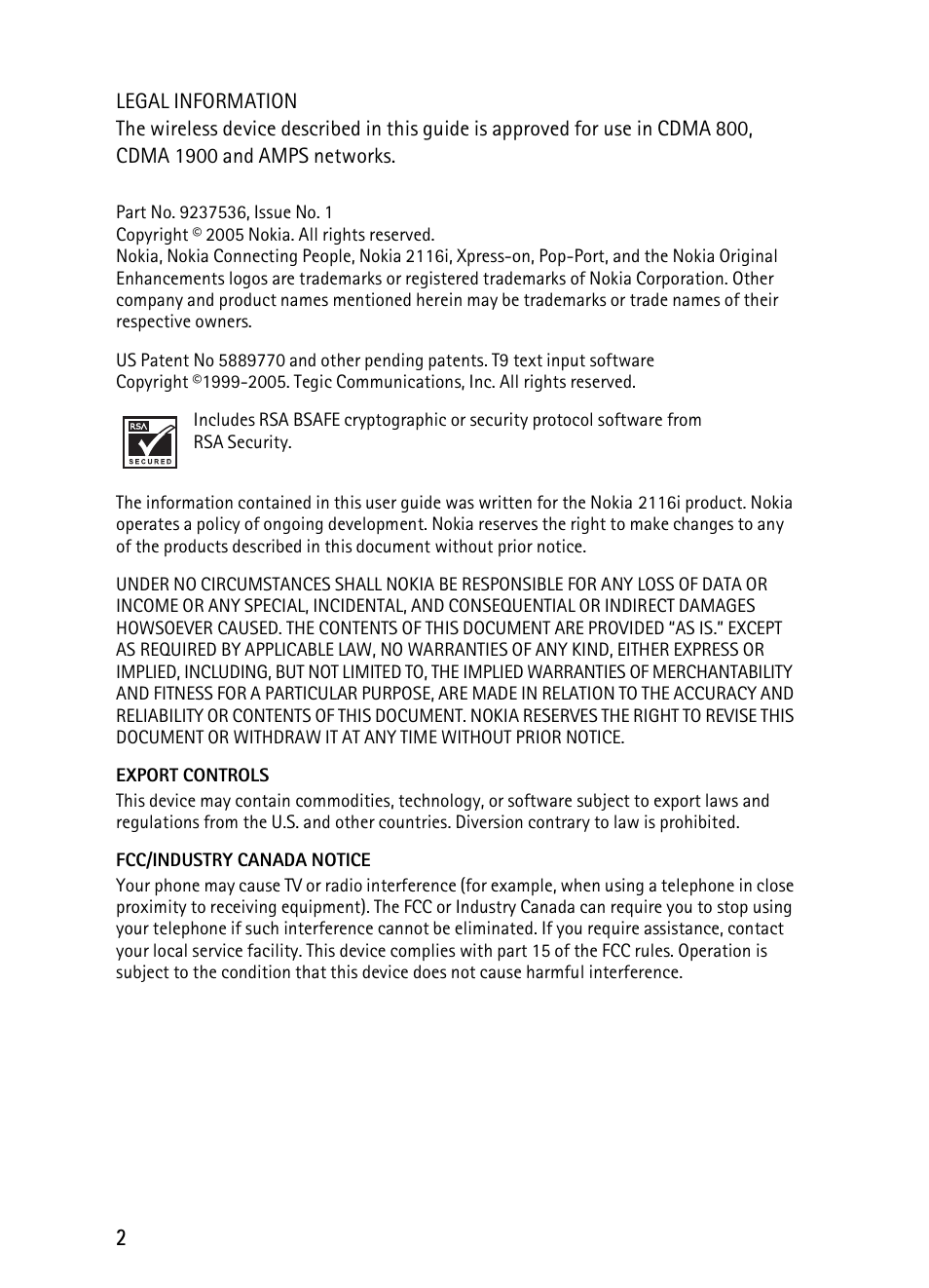 Nokia 2116i User Manual | Page 3 / 201