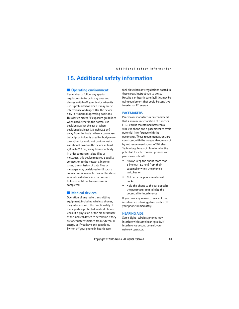Additional safety information | Nokia 2116 User Manual | Page 81 / 87