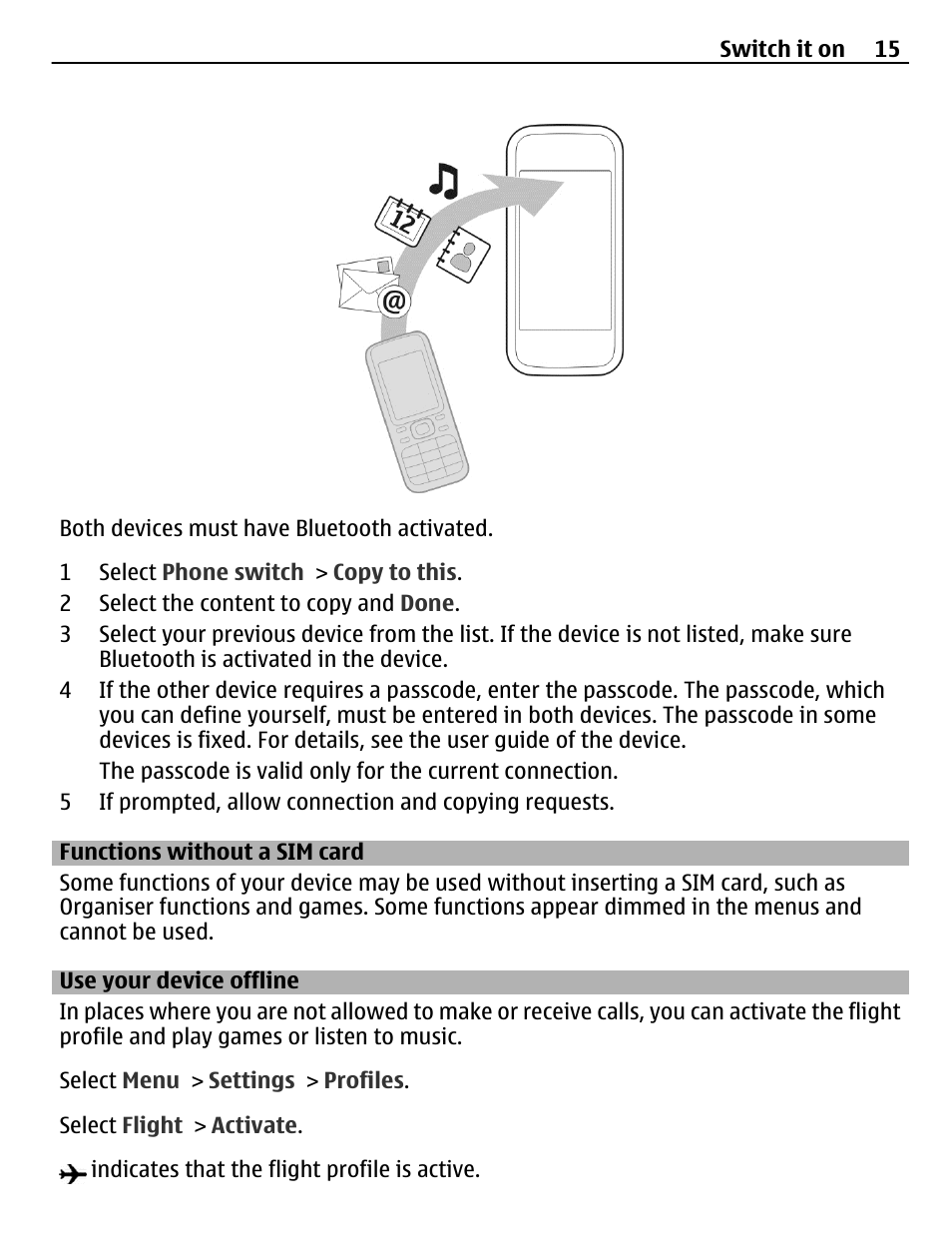 Functions without a sim card, Use your device offline | Nokia X3-02 User Manual | Page 15 / 63