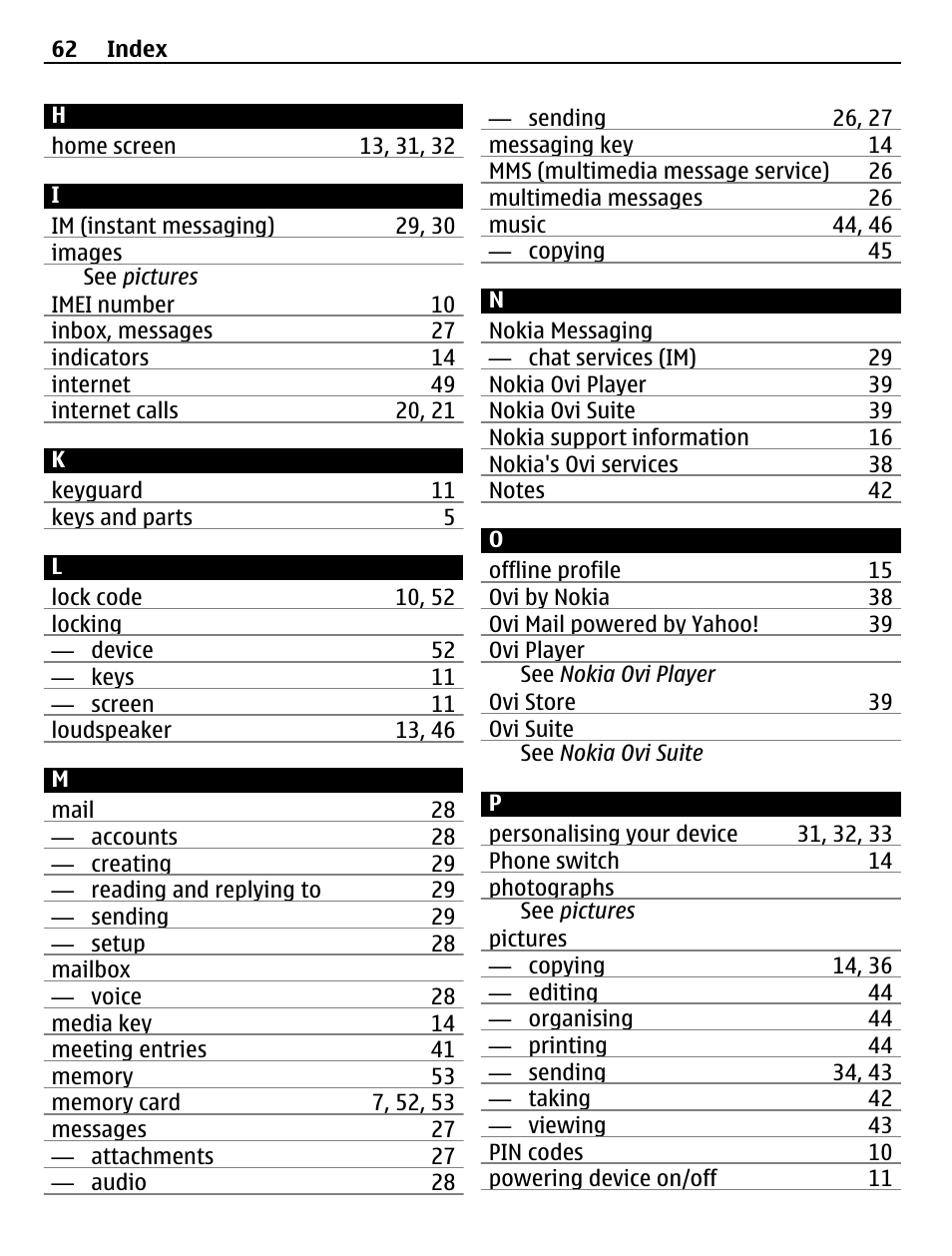 Nokia X3-02 User Manual | Page 62 / 63
