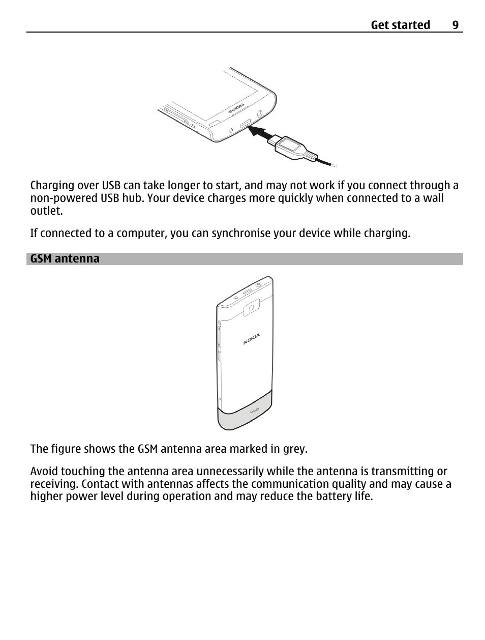 Gsm antenna | Nokia X3-02 User Manual | Page 9 / 63
