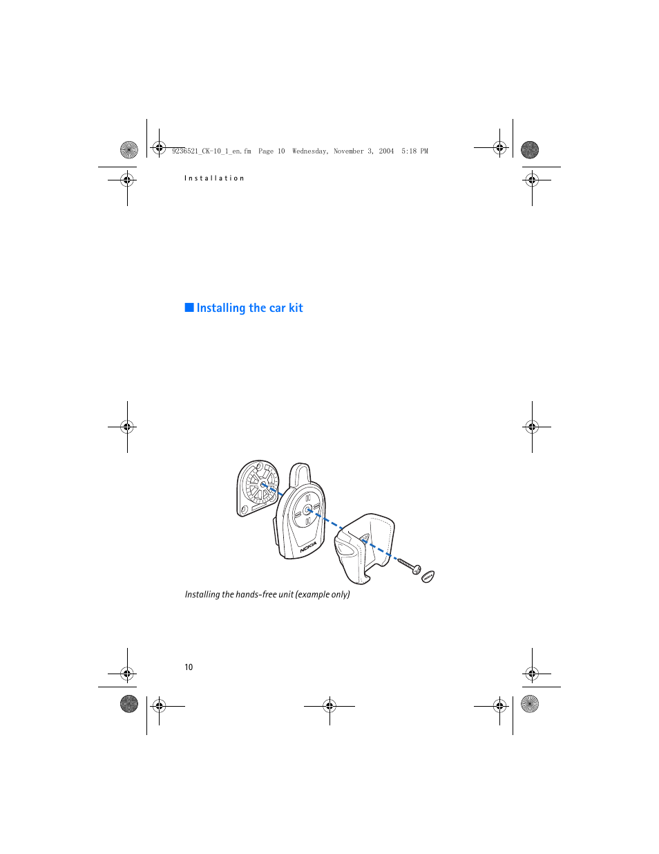 Installing the car kit | Nokia CK-10 User Manual | Page 10 / 14