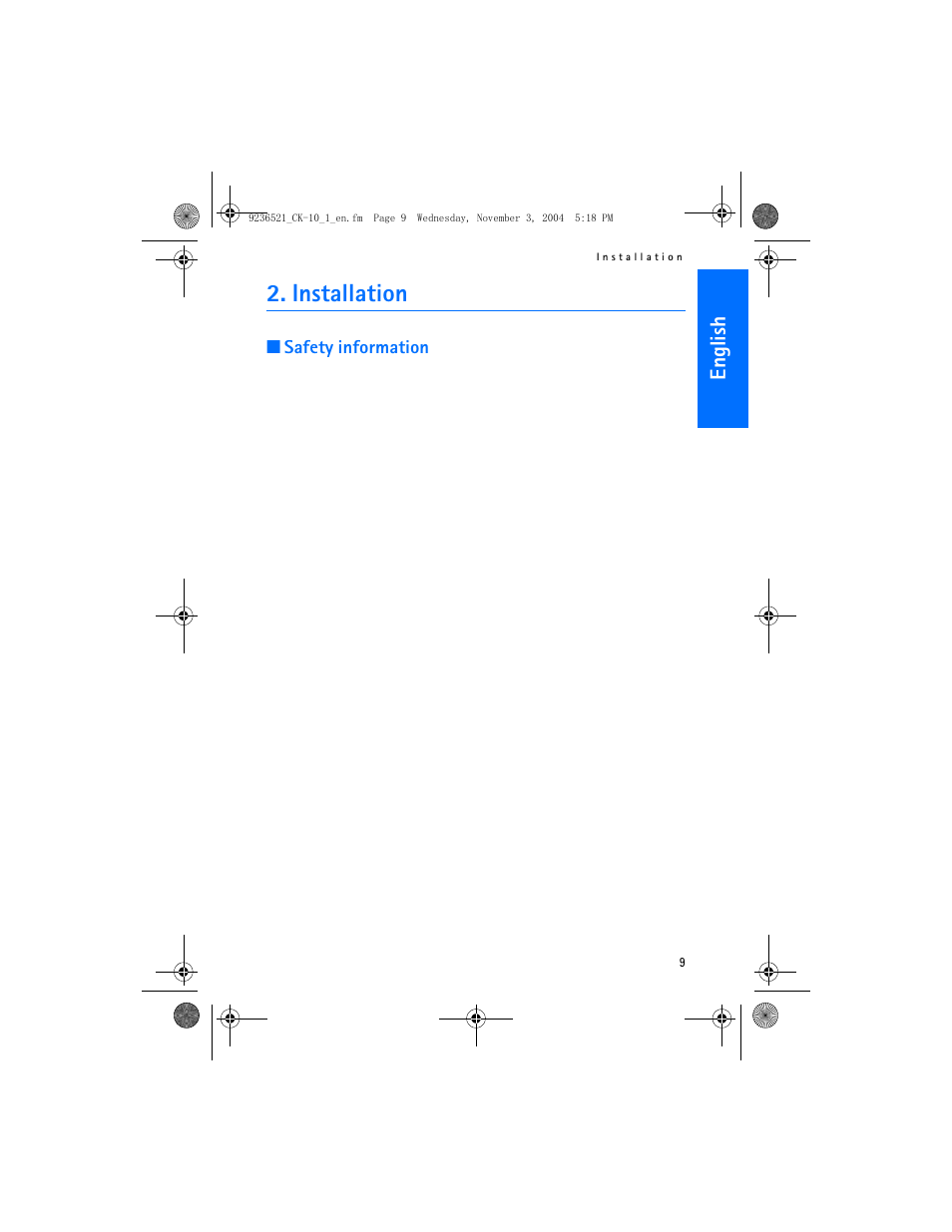 Installation, English | Nokia CK-10 User Manual | Page 9 / 14